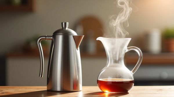 Servir chaud pendant tout un repas : le pichet isotherme face à la carafe classique